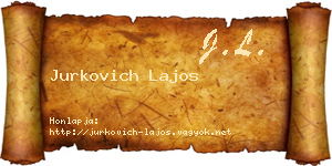 Jurkovich Lajos névjegykártya